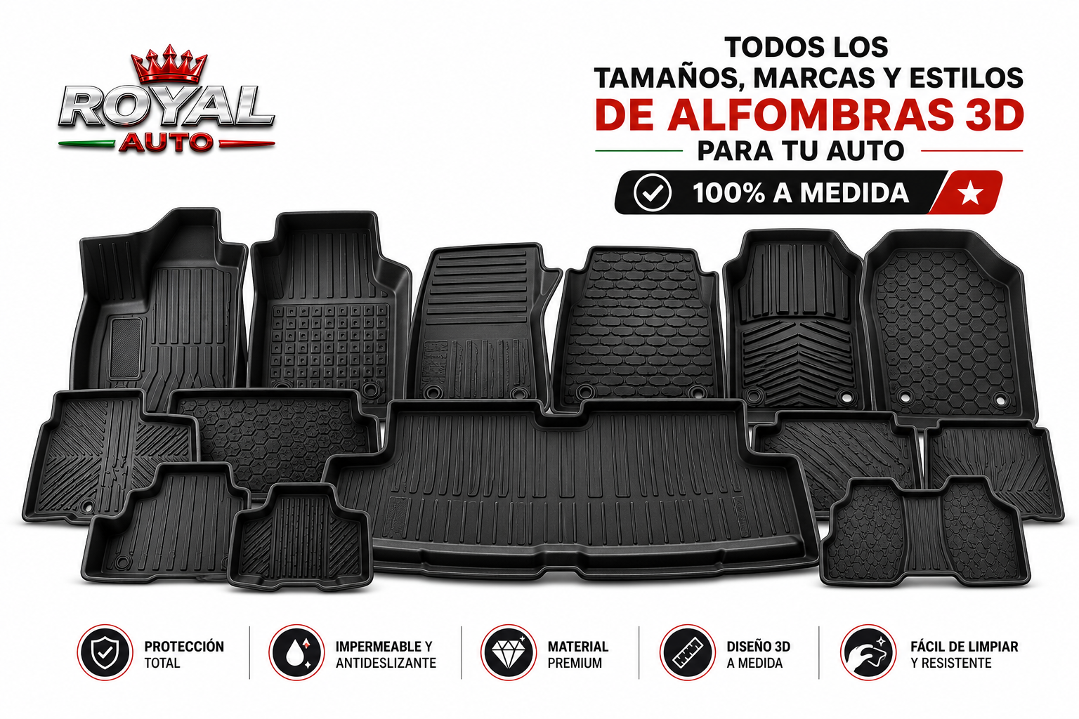 Royal Auto - Todos los tamaños, marcas y estilos de alfombras 3D